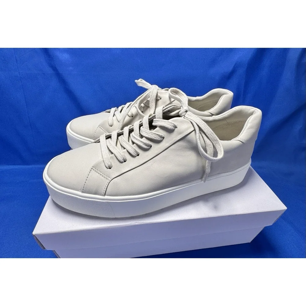 Vince Benfield Women's Ivory  Platform Sneakers Shoes Size 9.5 Leather New‎ Box